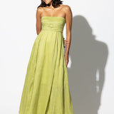 Lusana Talia Linen Maxi Dress - Sage