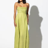 Lusana Talia Linen Maxi Dress - Sage