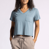 Malaika Pocket Cropped Tee - Ocean Storm