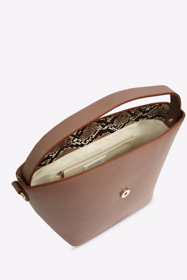 Mersi Vegan Leather Isabel Bucket Bag - Rosewood