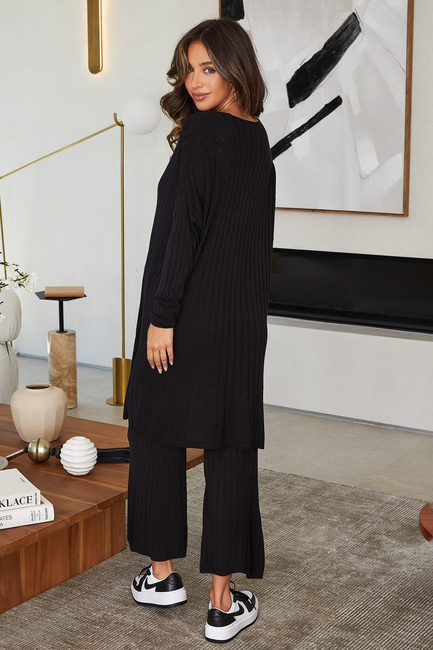 Mid length black cardigan online