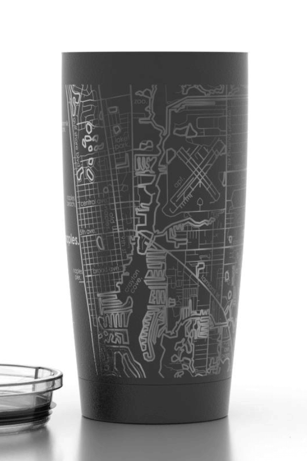 Naples Downtown Map 20 oz Insulated Tumbler - Black