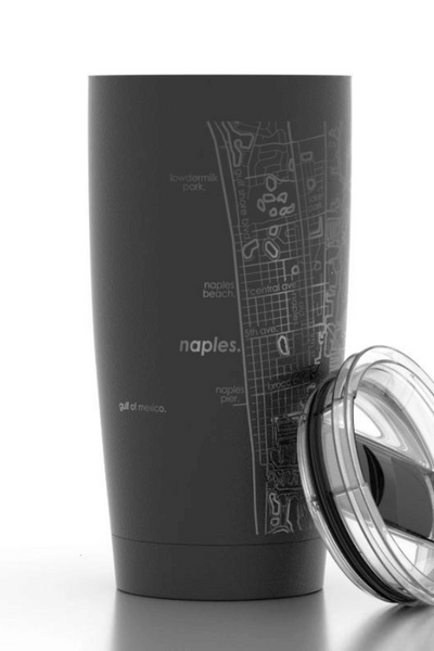 Naples Downtown Map 20 oz Insulated Tumbler - Black