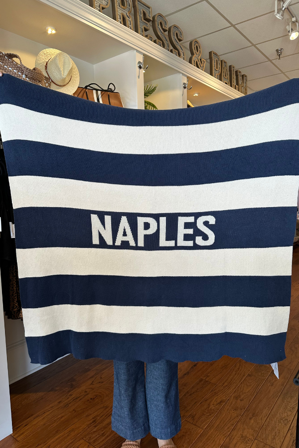 Naples Striped Blanket - Navy/Natural