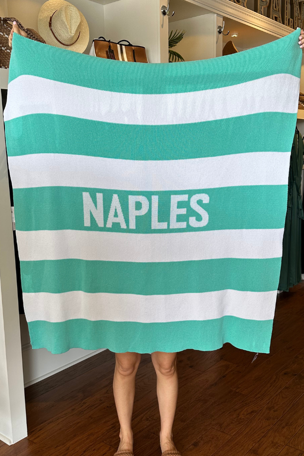 Naples Striped Blanket - Aqua/White
