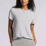 Nikki Crew Neck Tee - White/Black Stripe