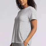 Nikki Crew Neck Tee - White/Black Stripe