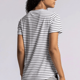 Nikki Crew Neck Tee - White/Black Stripe