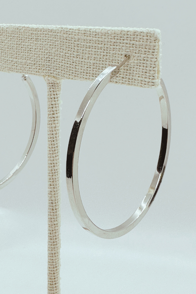 Sarah Large Flat Hoop 24K White Gold Dipped