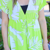 Sasha Tropical Print Cover Up Dress - Lime/Cream