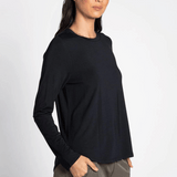 Stassia Long Sleeve Crewneck Tee - Black