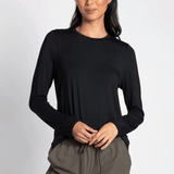 Stassia Long Sleeve Crewneck Tee - Black