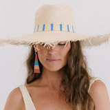 Sunshine Tienda Susana Wide Brimmed Palm Fringe Hat