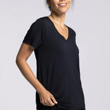 Tatiana V-Neck Tee - Black