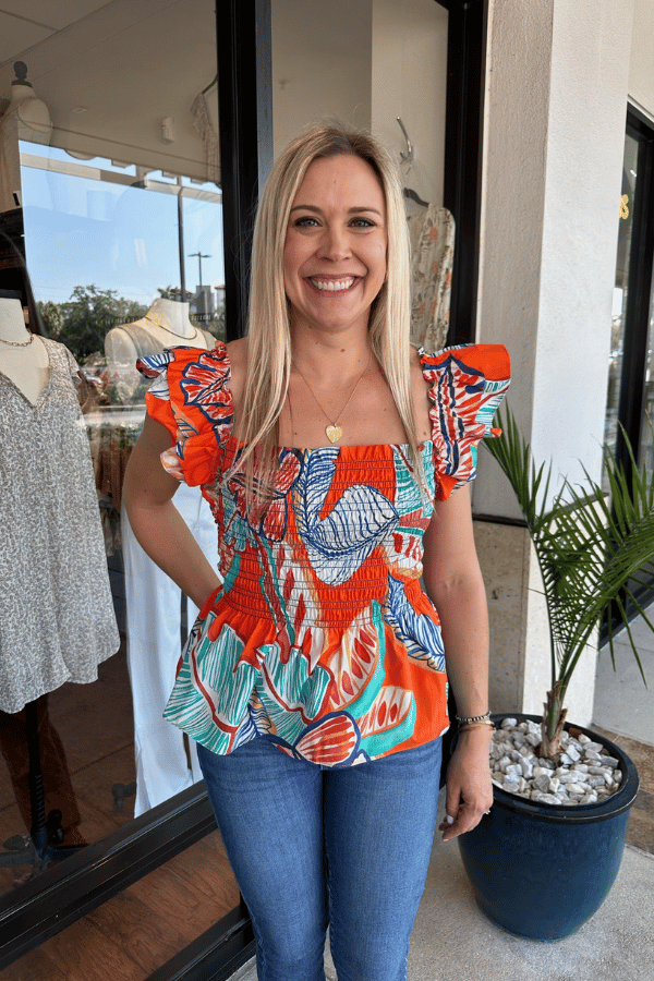 Willa Story Meredith Printed Top - Orange