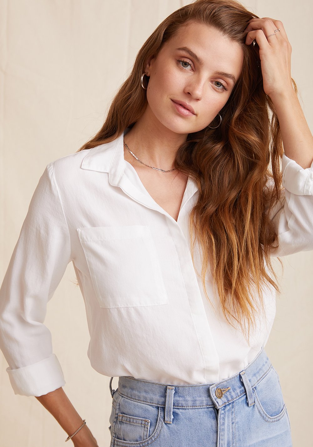 Bella Dahl Essentials Two Pocket Classic Button Down - White