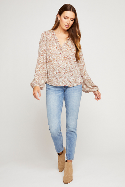 Gentle Fawn Clarita Long Sleeve Blouse - Taupe Speckle
