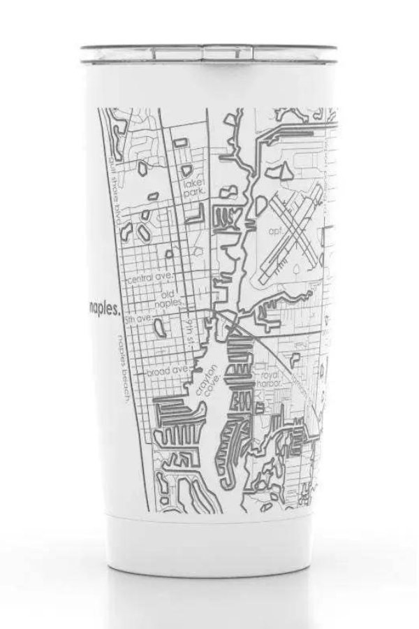 Naples Downtown Map 20 oz Insulated Tumbler - White