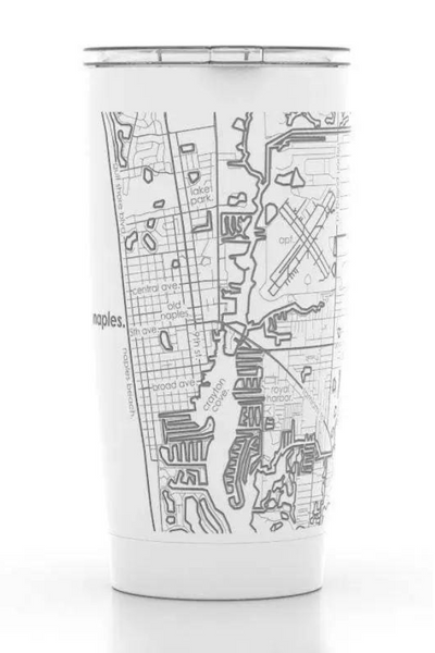 Naples Downtown Map 20 oz Insulated Tumbler - White